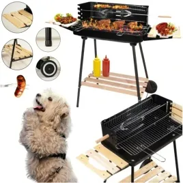 grill-ogrodowy-weglowy-2-ruszty-przenosny-polki-uchwyt-na-kolkach