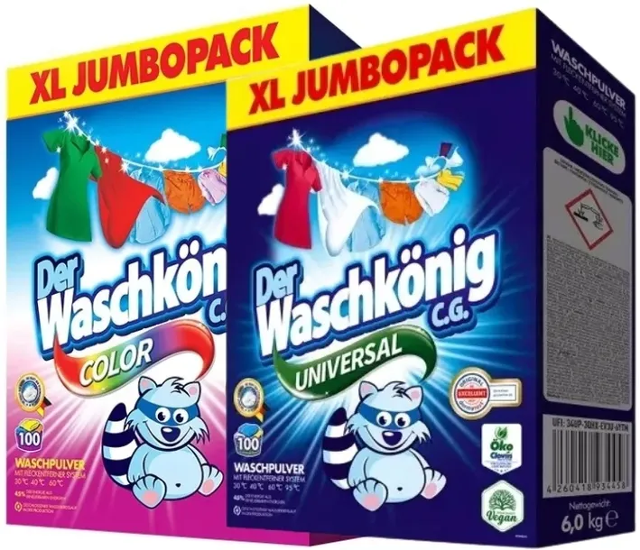Niemiecki Proszek do prania kolorów białego Der Waschkonig 2 x 6 kg ZESTAW