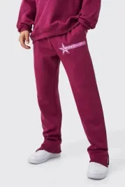 bordowe-spodnie-dresowe-ocieplane-klasyczne-proste-nadruk-boohoo-s