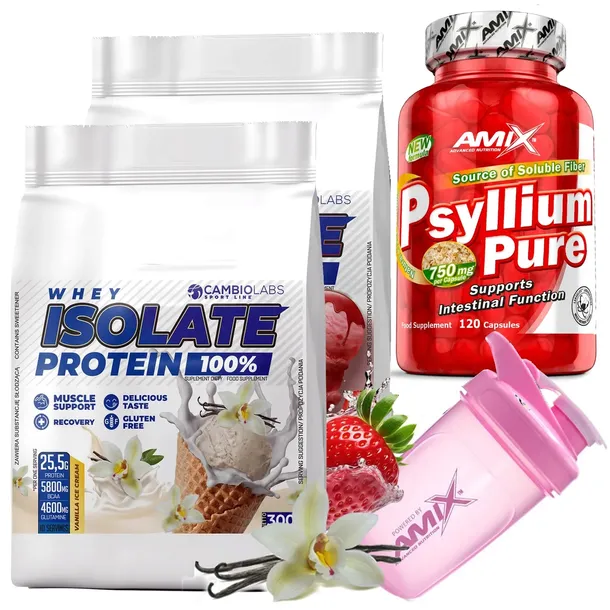 Błonnik odchudzający 750 mg koktajle wanilia truskawka shaker 300 ml