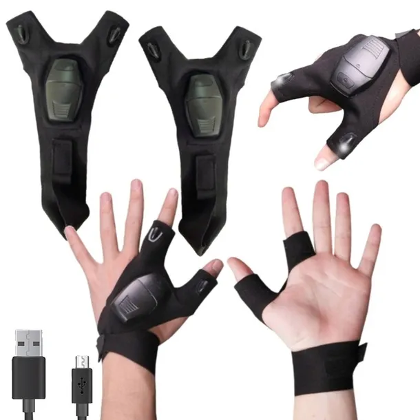RĘKAWICZKI LED USB RĘKAWICZKI Z LATARKĄ LED ŚWIECĄCE RĘKAWICE ŁADOWANIE USB