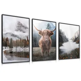 zestaw-3x-plakat-w-ramie-gory-las-we-mgle-krowa-krajobrazy-30x40