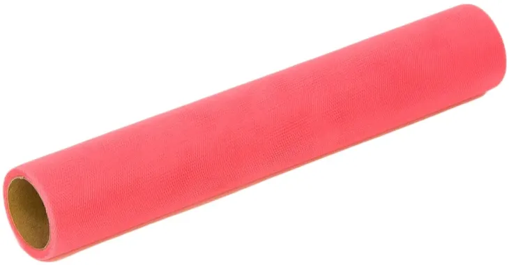KORALOWY TIUL DEKORACYJNY 30 CM NA ROLCE 9,1m KORAL DEKORACJA NA STÓŁ ŚLUB