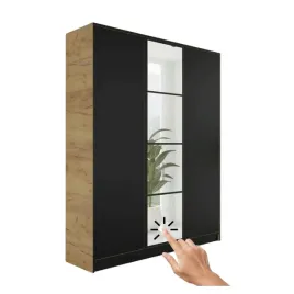 szafa-trzydrzwiowa-z-lustrem-wzor-4-costa-3d-dab-craft-zloty-front-czarny