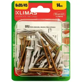 kolki-uniwersalne-6x45-z-wkretem-z-lbem-stozkowym-pz2-blister-14szt-klimas