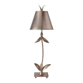 lampa-stolowa-art-deco-srebrna-z-listkami-i-stozkowym-abazurem-flambeau