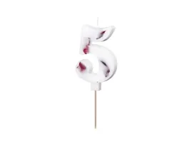 swieczka-urodzinowa-cyfra-5-biala-z-platkami-kwiatow-8-cm