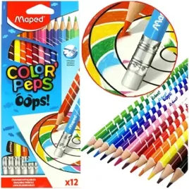 kredki-olowkowe-z-gumka-scieralne-trojkatne-colorpeps-oops-maped-12-kolorow
