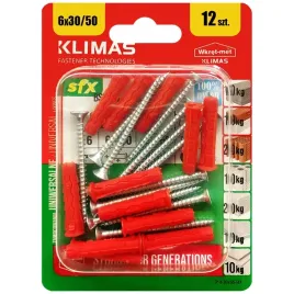 kolki-uniwersalne-6x50-z-lbem-stozkowym-pz2-blister-12szt-klimas