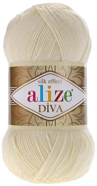 Włóczka Alize Diva - 01 KREMOWY - 350m / 100g 100% Mikroakryl