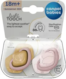 canpol-babies-smoczek-silikonowy-light-touch-18m-symetryczny-gold-2-szt