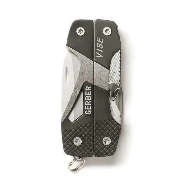 multitool-gerber-vise-czarny-stan-nowy-narzedzia-ostrze-otwieracz-do-kapsli-pila-pilnik-srubokret-krzyzakowy-srubokret-plaski-szczypce