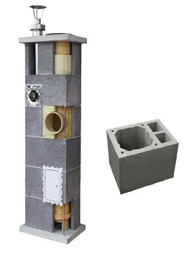 Komin ceramiczny system Leier Duo Stal 5m fi 80 + 180 zestaw + 1 Went stal