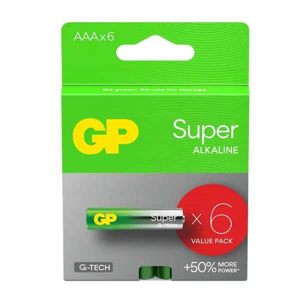Bateria GP SUPER ALKALINE AAA R3 1.5V 6 SZTUK ALKALICZNA MOCNA WYDAJNA