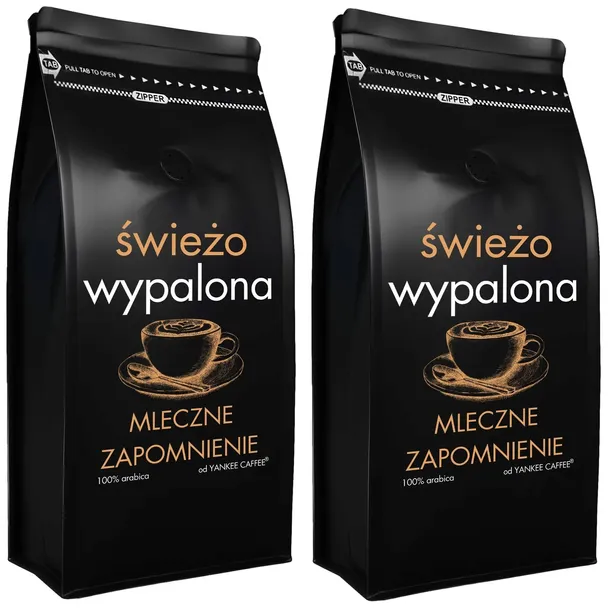Kawa ziarnista 2kg 100% ARABICA ŚWIEŻO PALONA MLECZNA (2x1kg) Do ekspresu
