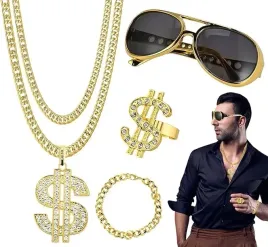 stroj-na-karnawal-lata-90-gangster-zloty-lancuch-bransoleta-sygnet-okulary