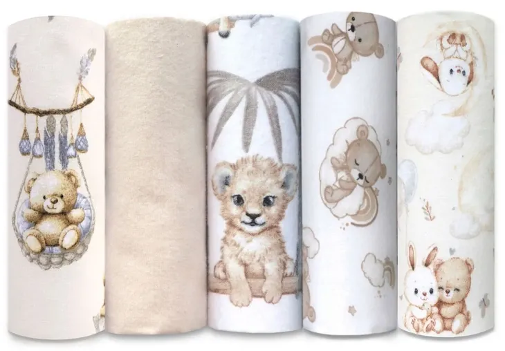 PIELUCHA pieluszka FLANELOWA 5-PAK ZESTAW 5 SZTUK kolorowe grube z FLANELI
