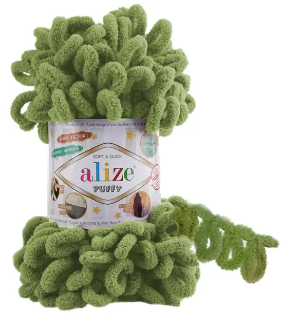 Włóczka Alize Puffy - 485 OLIWKOWY - 9m/100g 100% Mikropoliester