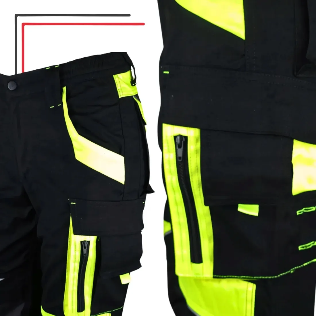 spodnie-robocze-meskie-bhp-mocne-elastyczne-stretch-spandex-odblaskowe-neon