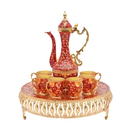 zestaw-europejskich-czajnikow-do-herbaty-czerwony-1-garnek-6-filizanki