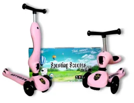 scooter-2w1-hulajnoga-trojkolowa-dla-dzieci-i-jezdzik-dzieciecy-rozowa