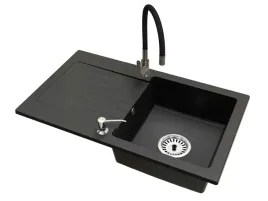 kuchenny-zlewozmywak-jednokomorowy-leon-syfon-bateria-flex-gun-gray-doz