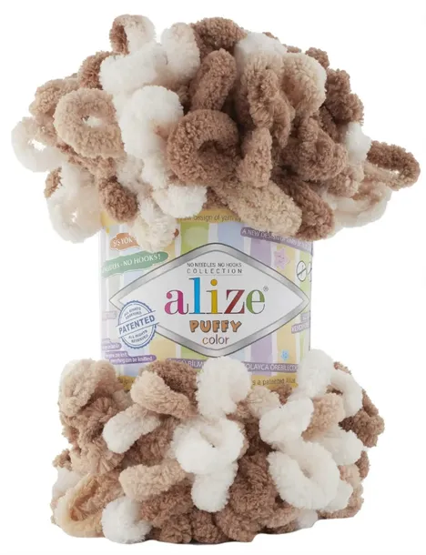 Włóczka Alize Puffy Color - 6398 BRĄZOWY - 9m/100g 100% Mikropoliester