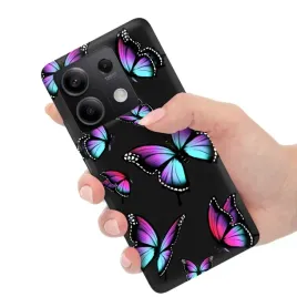 etui-matowe-czarne-do-xiaomi-redmi-note-13-5g-case-motyle-motylki-butterfly