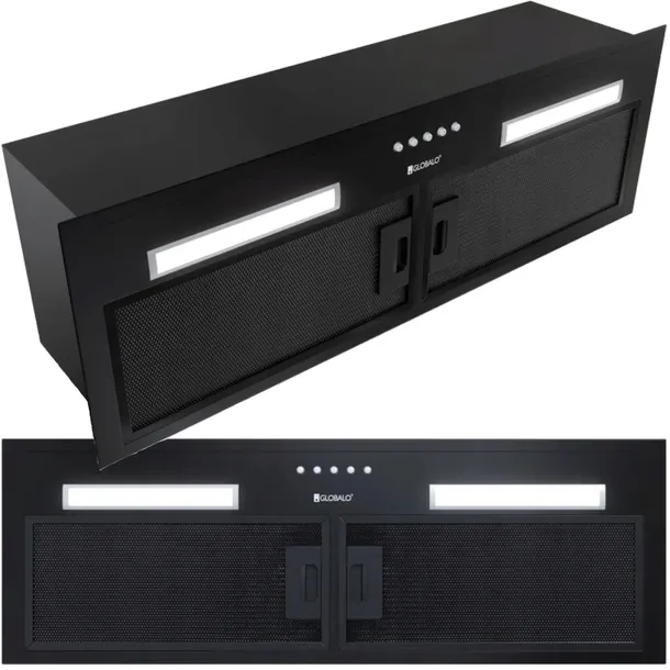 Okap kuchenny podszafkowy 80cm do zabudowy Globalo Hadario CZARNY LED CICHY