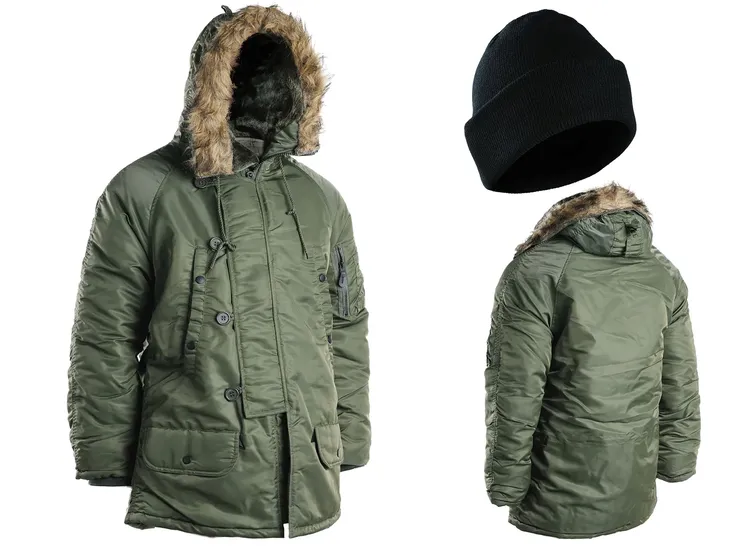 Kurtka Wojskowa Zimowa Parka ALASKA z Kapturem N3B Mil-Tec Zielona L