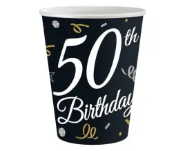 kubeczki-papierowe-50-urodziny-czarne-50th-birthday-250-ml-6-szt