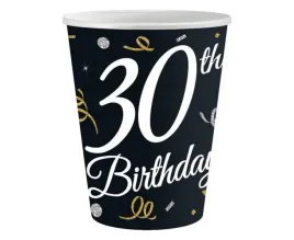 kubeczki-papierowe-30-urodziny-czarne-30th-birthday-250-ml-6-szt