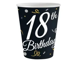 kubeczki-papierowe-18-urodziny-czarne-18th-birthday-250ml-6-szt-osiemnastka
