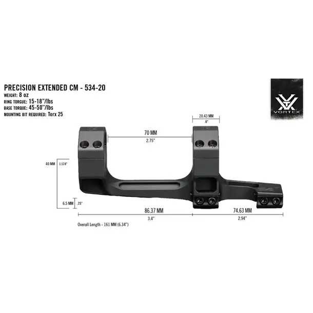 montaz-vortex-precision-extended-34-mm-20-moa-stan-nowy-marka-vortex-optics
