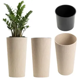 wysoka-doniczka-bezowa-na-kwiaty-taras-wklad-oslonka-ogrodowa-slim-20x36-cm