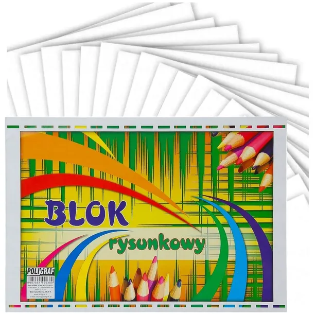 Blok rysunkowy A4 biały 20 kartek szkolny 900389