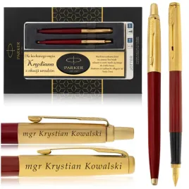 zestaw-prezentowy-parker-z-grawerem-czerwone-pioro-dlugopis-24k-certyfikat
