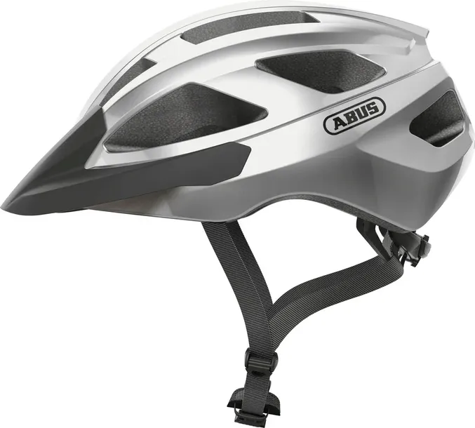 kask-rowerowy-abus-macator-gleam-silver-rozmiar-s-cechy-dodatkowe-daszek-otwory-wentylacyjne-regulacja-rozmiaru-regulowane-paski-siatka-przeciwko-owadom