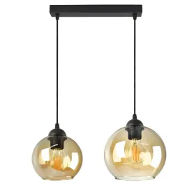 lampa-zyrandol-dwie-rozne-szklane-kule-miodowe
