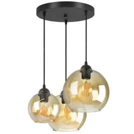 lampa-zyrandol-trzy-rozne-szklane-kule-miodowe