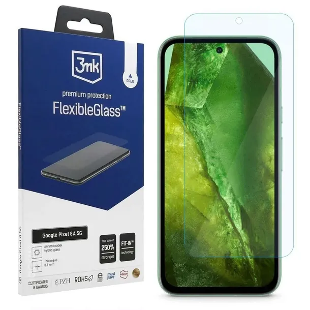 google-pixel-8a-5g-3mk-flexibleglass-konstrukcja-otwory-na-czujniki-przyciski-powloka-oleofobowa-zaokraglone-krawedzie