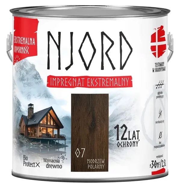 NJORD IMPREGNAT EKSTREMALNY DO DREWNA MODRZEW POLARNY 2,5L 12 lat ochrony