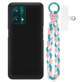 etui-do-realme-9-pro-plus-matowe-czarne-case-rozowo-morski-smycz-splot