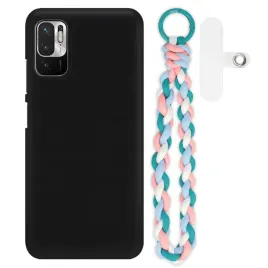 etui-do-xiaomi-redmi-note-10-5g-matowe-czarne-case-rozowo-morski-smycz