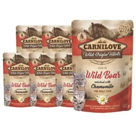 carnilove-cat-pouch-dzik-i-rumianek-wild-boar-and-chamomile-saszetka-6x85g