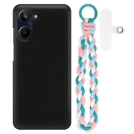 etui-do-realme-10-4g-mat-czarne-case-rozowo-morski-smycz-na-reke-uchwyt