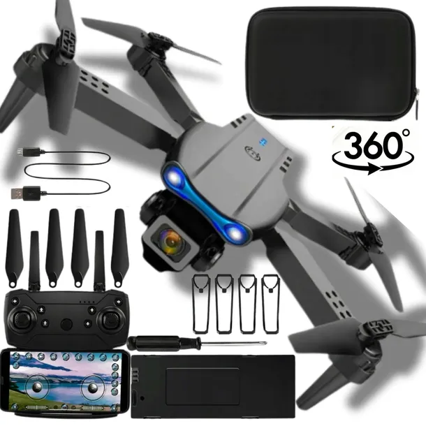 DRON Z KAMERĄ 4k PRO 200M 2 KAMERY ZABAWKA DLA DZIECI SKŁADANY + GRATIS