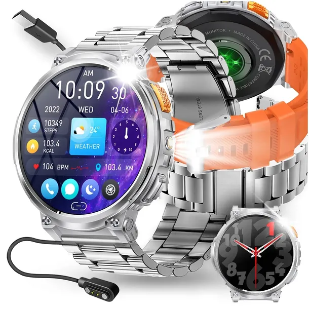 SMARTWATCH MĘSKI WODOODPORNY ZEGAREK 730mAh POLSKIE MENU ROZMOWY DUŻY EKRAN
