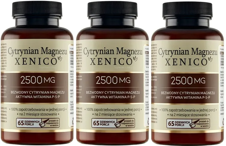 3 x Xenico Cytrynian Magnezu 65 por Równowaga elektrolitowa Drganie powiek