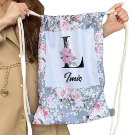 personalizowany-worko-plecak-damski-kwiaty-na-uczelnie-prezent-inicjal